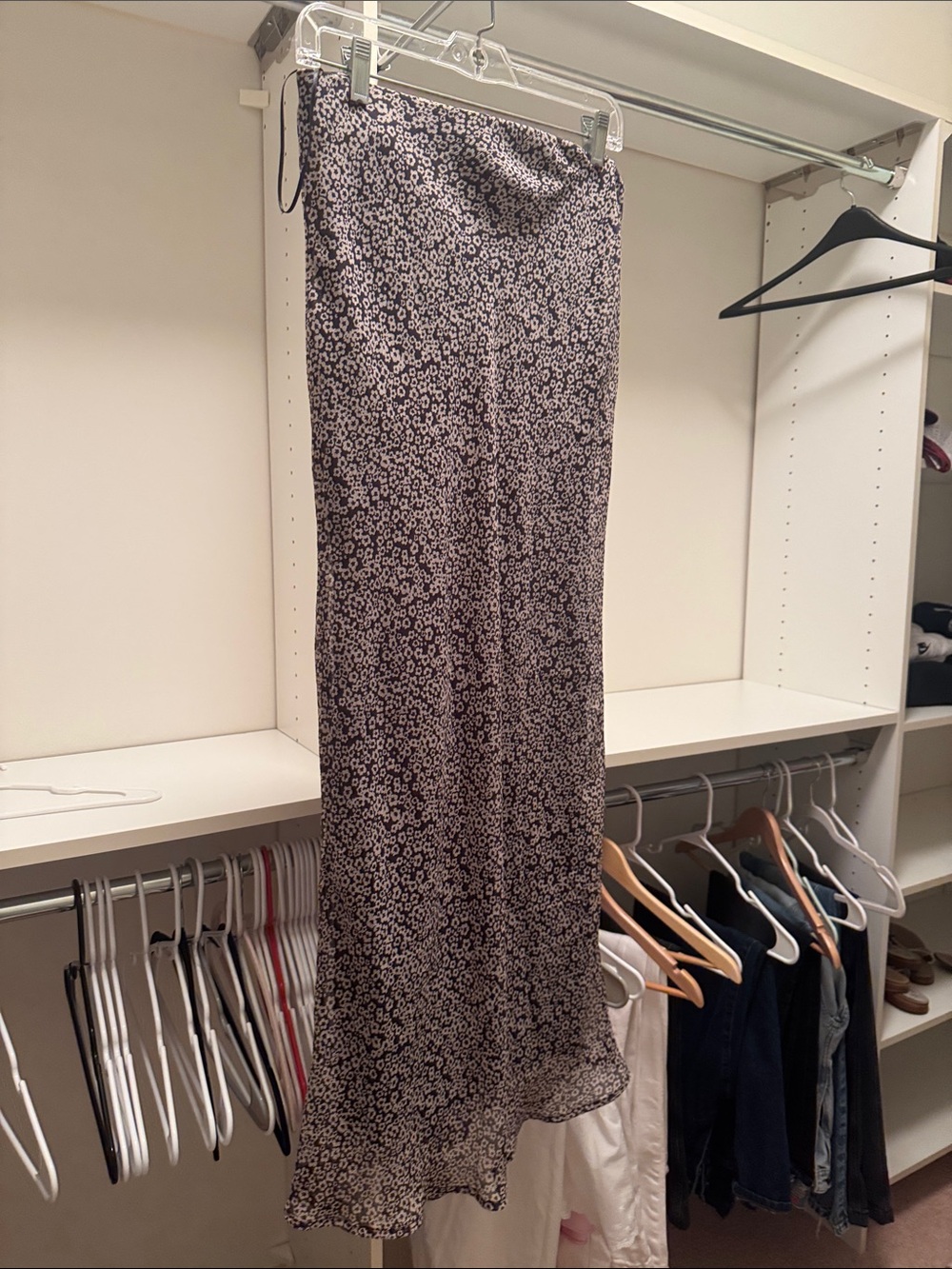 Mango Black & White Floral Maxi Slip Skirt